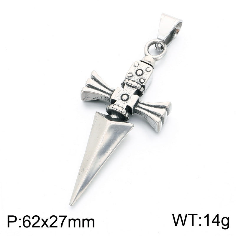 Primitive Tribe Moon Muse Totem Pendant Vintage Gothic Thorns Cross Element Stainless Steel Necklace