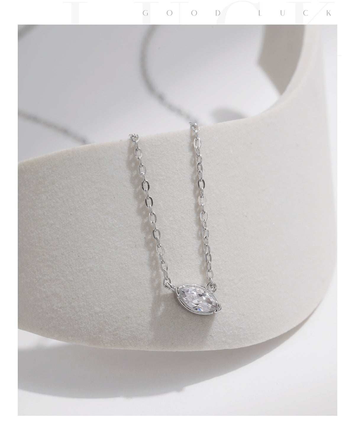 925 Sterling Silver Geometric Square Zircon Necklace