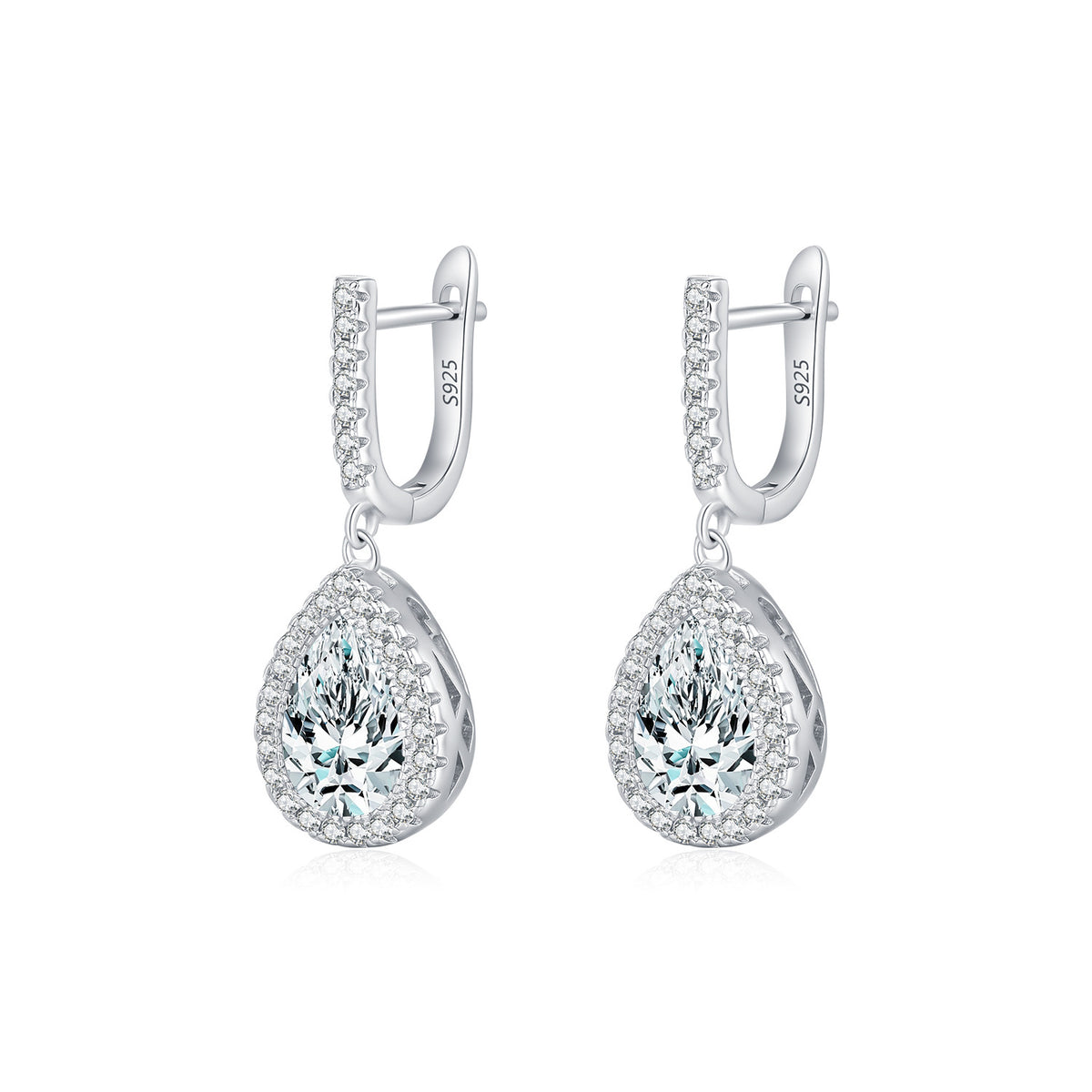 925 Sterling Silver Teardrop Zircon Earrings