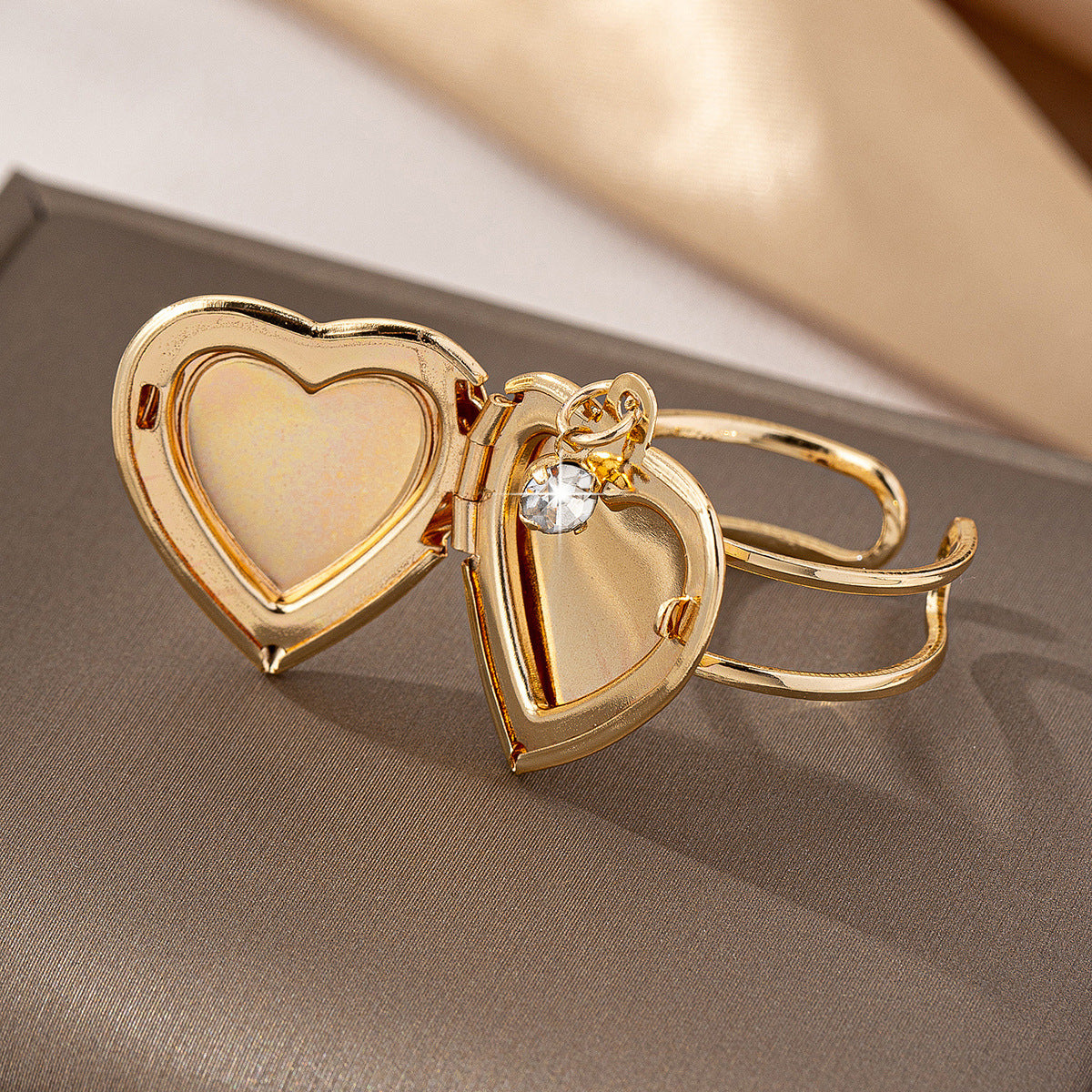 Zircon Love Flip Photo Box Ring for Women by Planderful