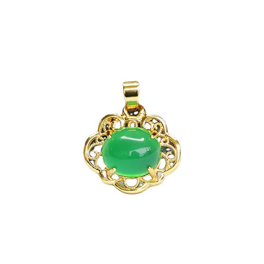Wishful Hollow Pendant with Green Oval Chalcedony Ice