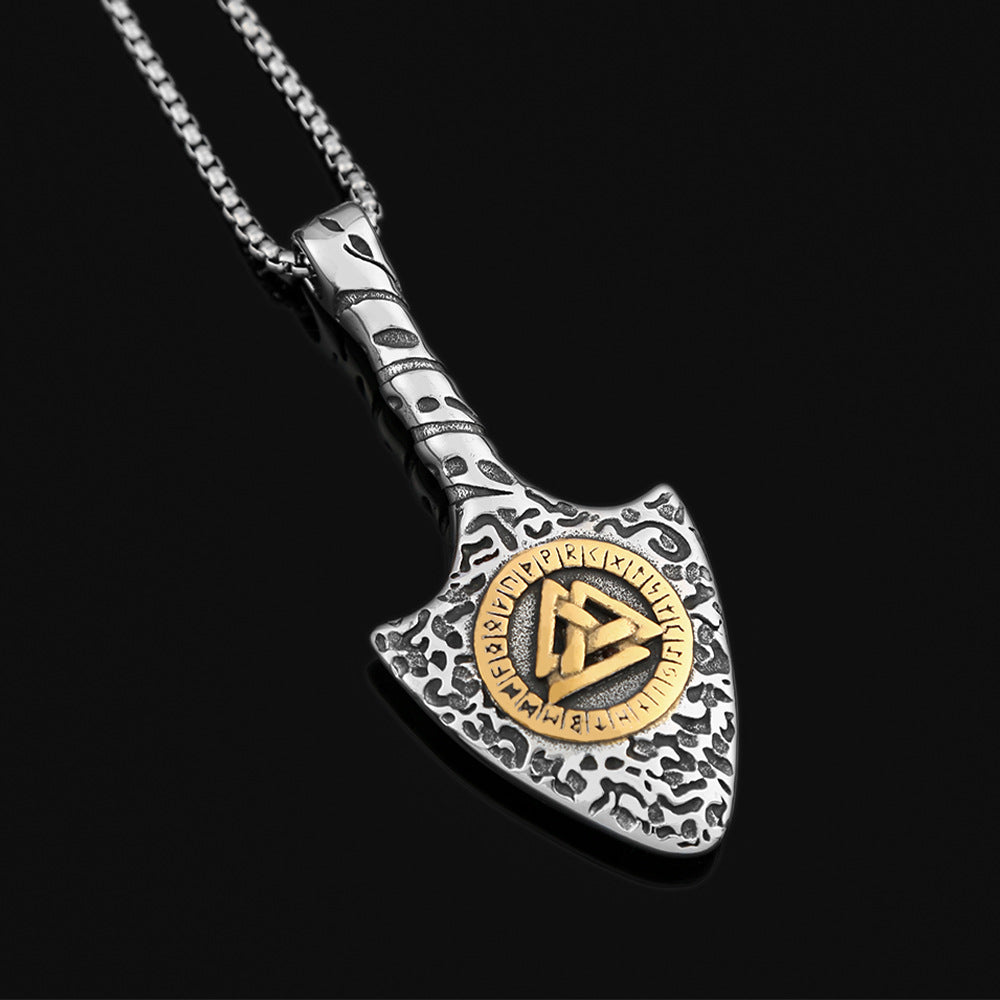 Viking Rune Spear Pendant Men's Titanium Steel Necklace