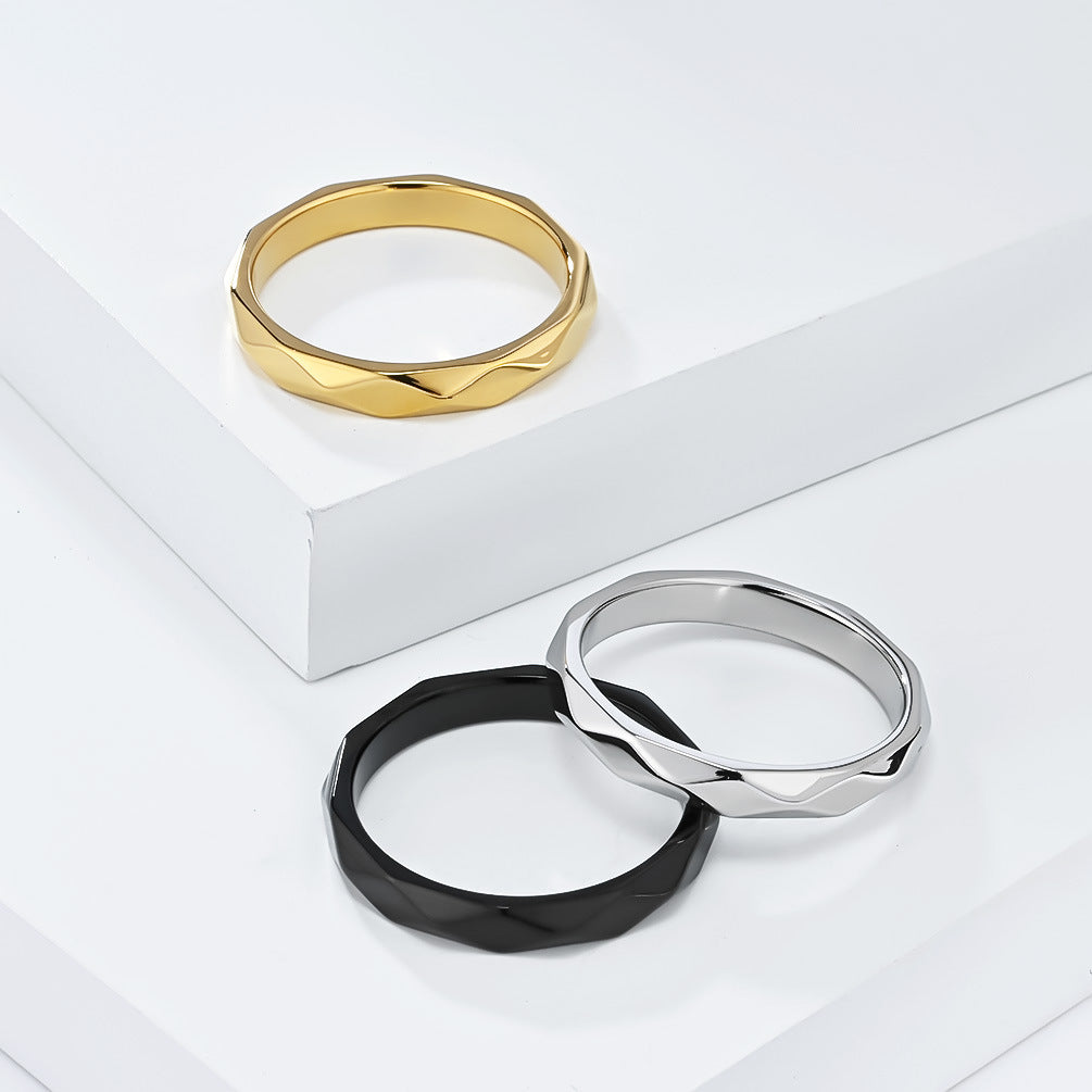 Steel Ring – Elegant Geometric Rhombus Design Everyday Wear For Modern Hipster Style