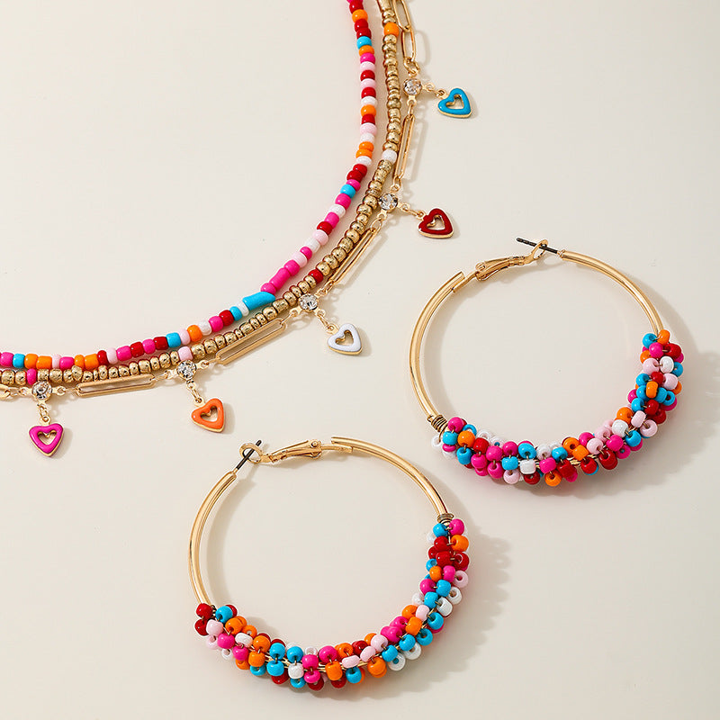 Multicolored Glass Bead Summer Jewelry Set by Planderful