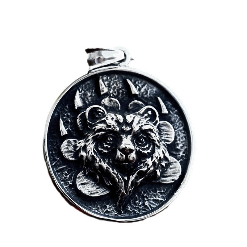Retro Nordic Viking Bear Claw Titanium Steel Pendant for Men - Wholesale Animal Jewelry