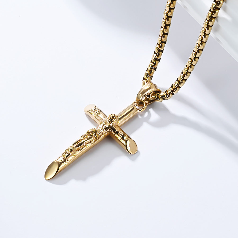 Planderful Titanium Steel Cross Necklace For Men Personalized Hip Hop Pendant Everyday Genie