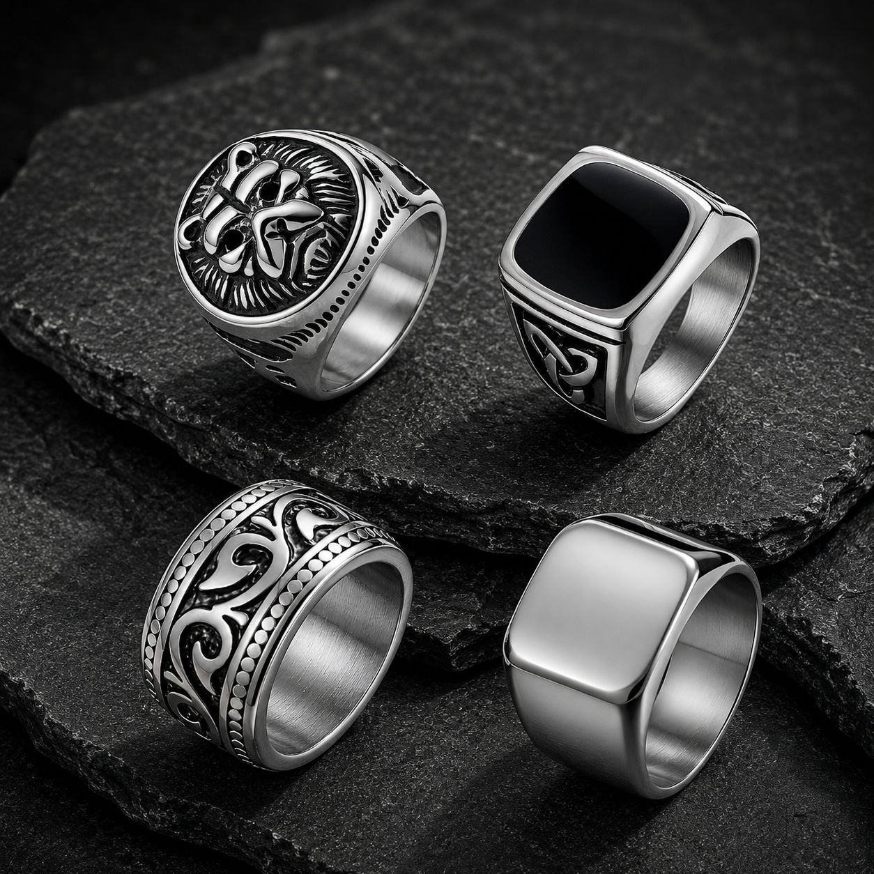 Stainless Steel Lion Head Ring By Planderful Collection Everyday Genie For Men Unisex Bold Statement Protection