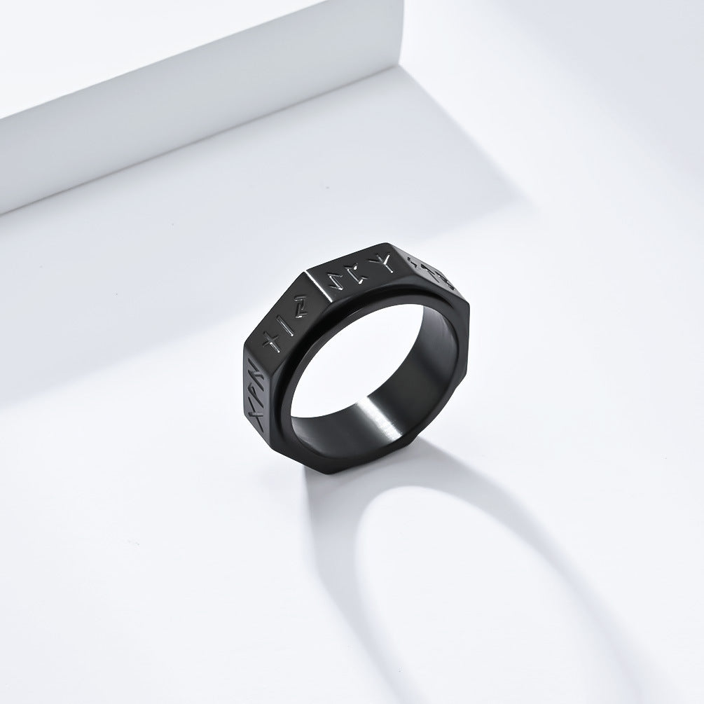 Nordic Viking Eight-Sided Rotating Titanium Steel Ring