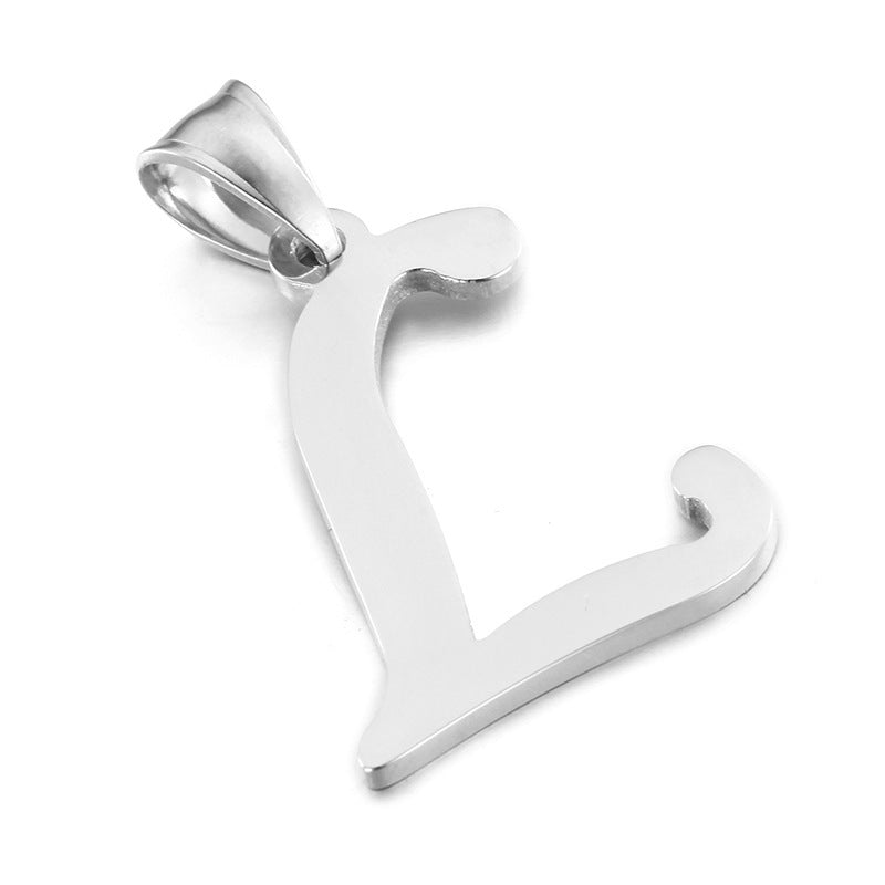Men's And Women's Letter Pendants, Stainless Steel Glossy 26-Letter Titanium Steel Necklace