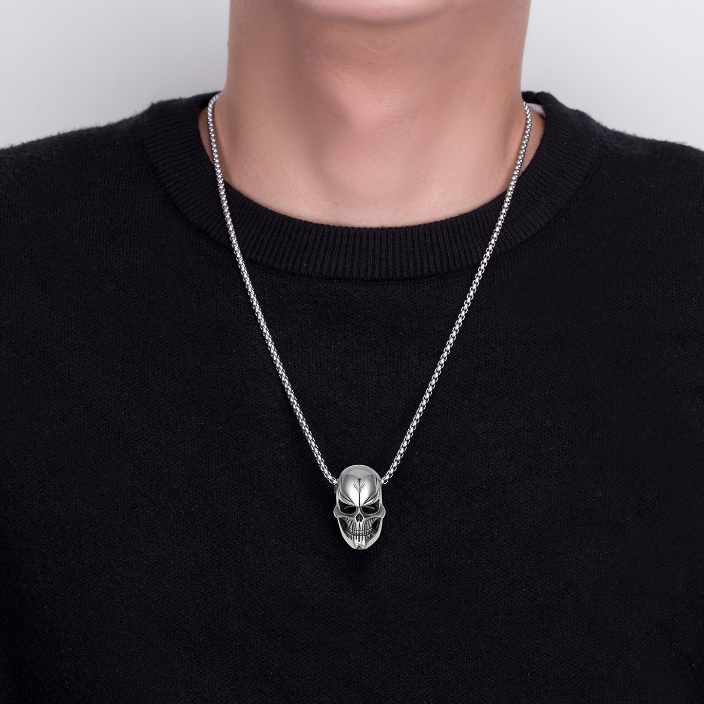 Titanium Steel Necklace – Statement Gothic Skull Pendant For Men With Bold Everyday Edge