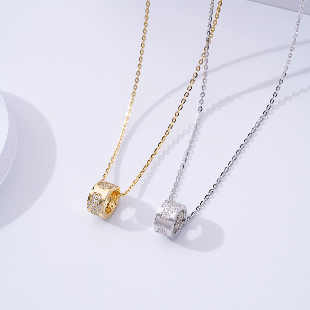 925 Silver H Letter Zircon Necklace Women's Clavicle Chain