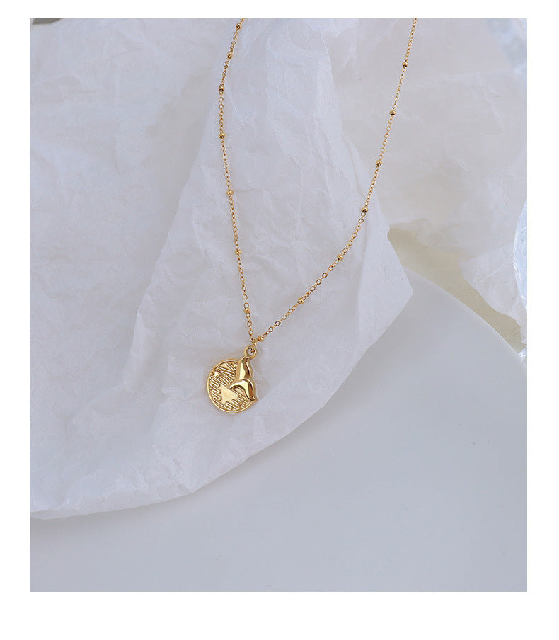 European Mermaid Medallion Pendant Necklace - 18k Gold Plated Titanium Steel Clavicle Chain