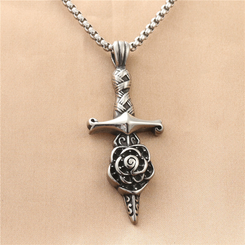 Personalized Titanium Steel Cross Pendant Necklace for Men - Retro Punk Style