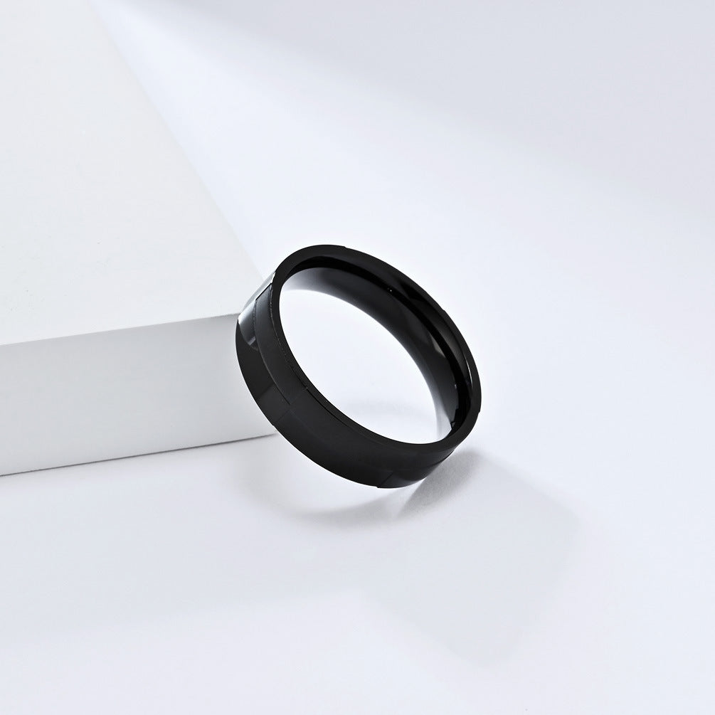Planderful Titanium Steel Ring For Couples Smooth Matte Geometry Neutral Everyday Genie Style