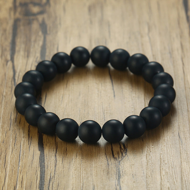 New Arrivals Black Agate Stone Men's Bracelet Wholesale