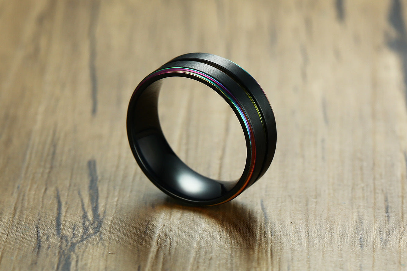 Rainbow Jewelry Men's Black Stainless Steel Body Ring