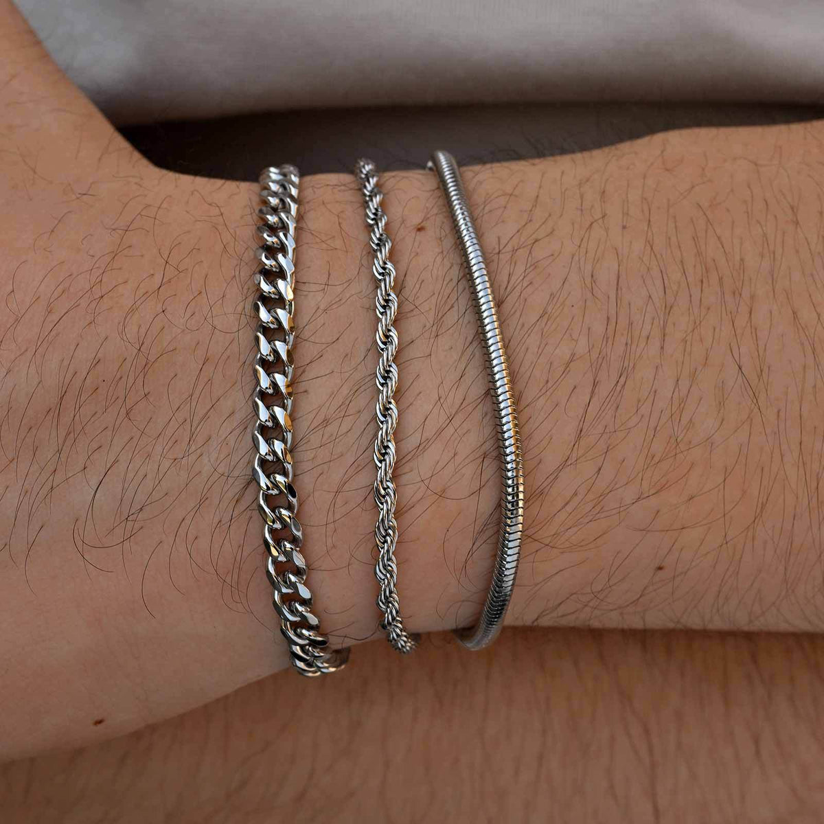 Snake Braided Stainless Steel Bracelet for Men