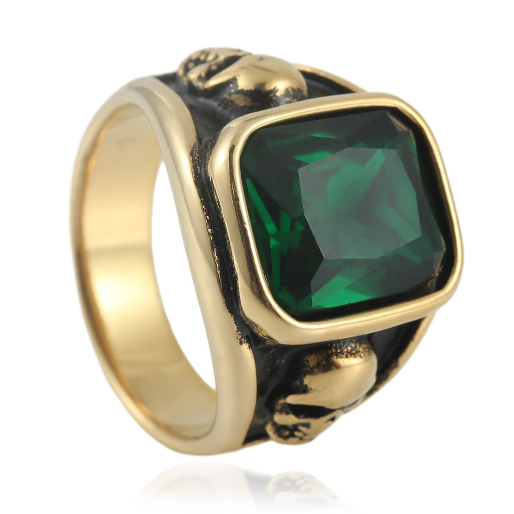Planderful Titanium Steel Ring Multi Colored Stone Unisex Bold Statement For Men
