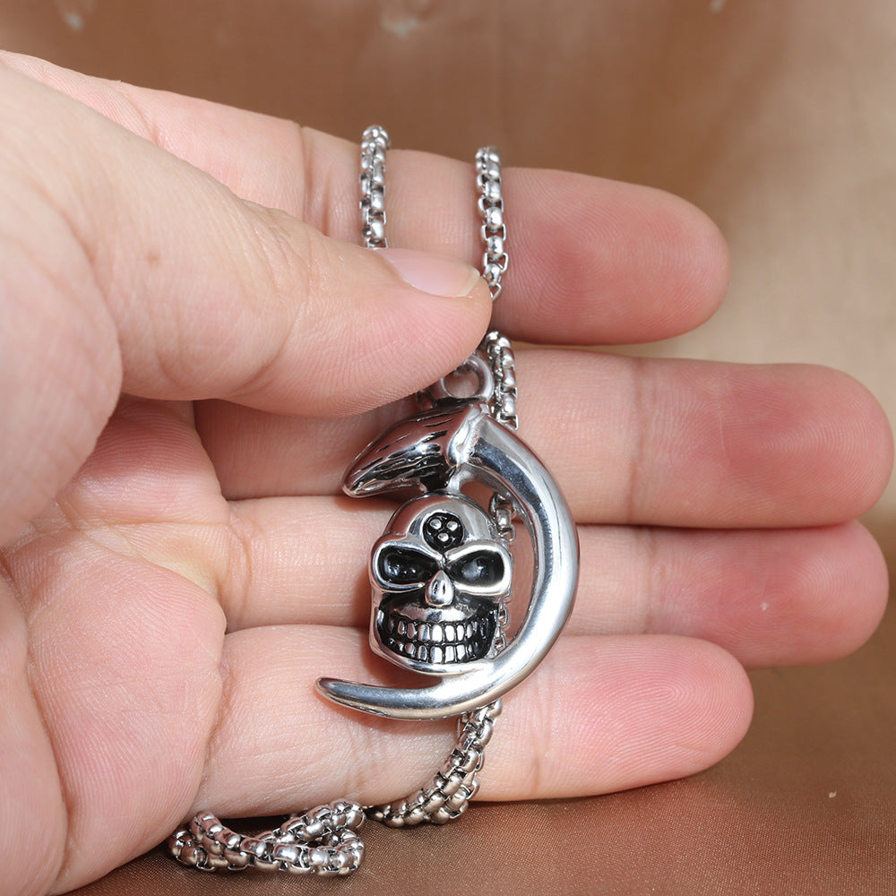 European And American Stainless Steel Skull Pendant Necklace
