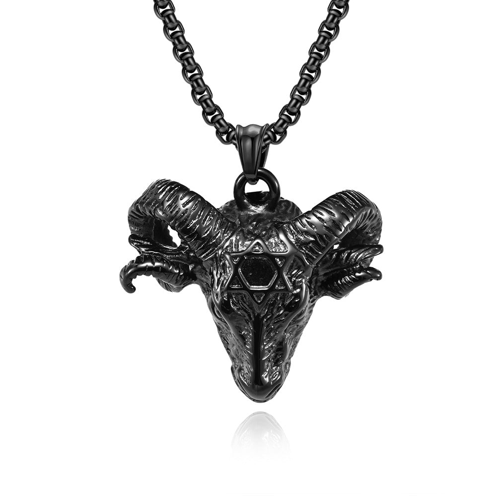Cross-Border European and American Retro Goat Head Necklace