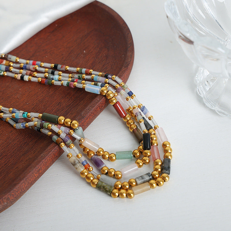 Luxurious Handcrafted Titanium Gold-Plated Crystal Necklace for Women