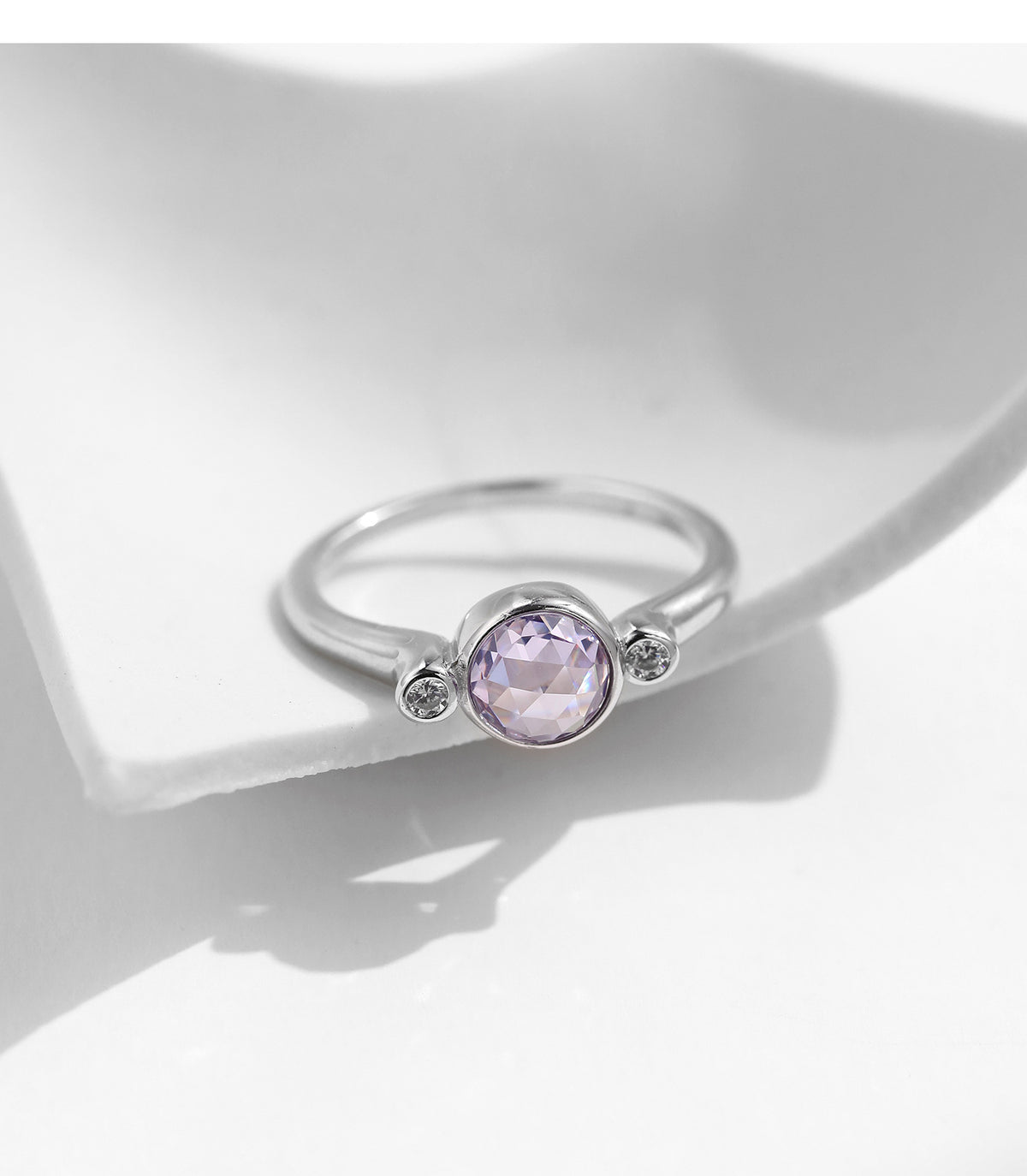 925 Sterling Silver Round Zircon Ring
