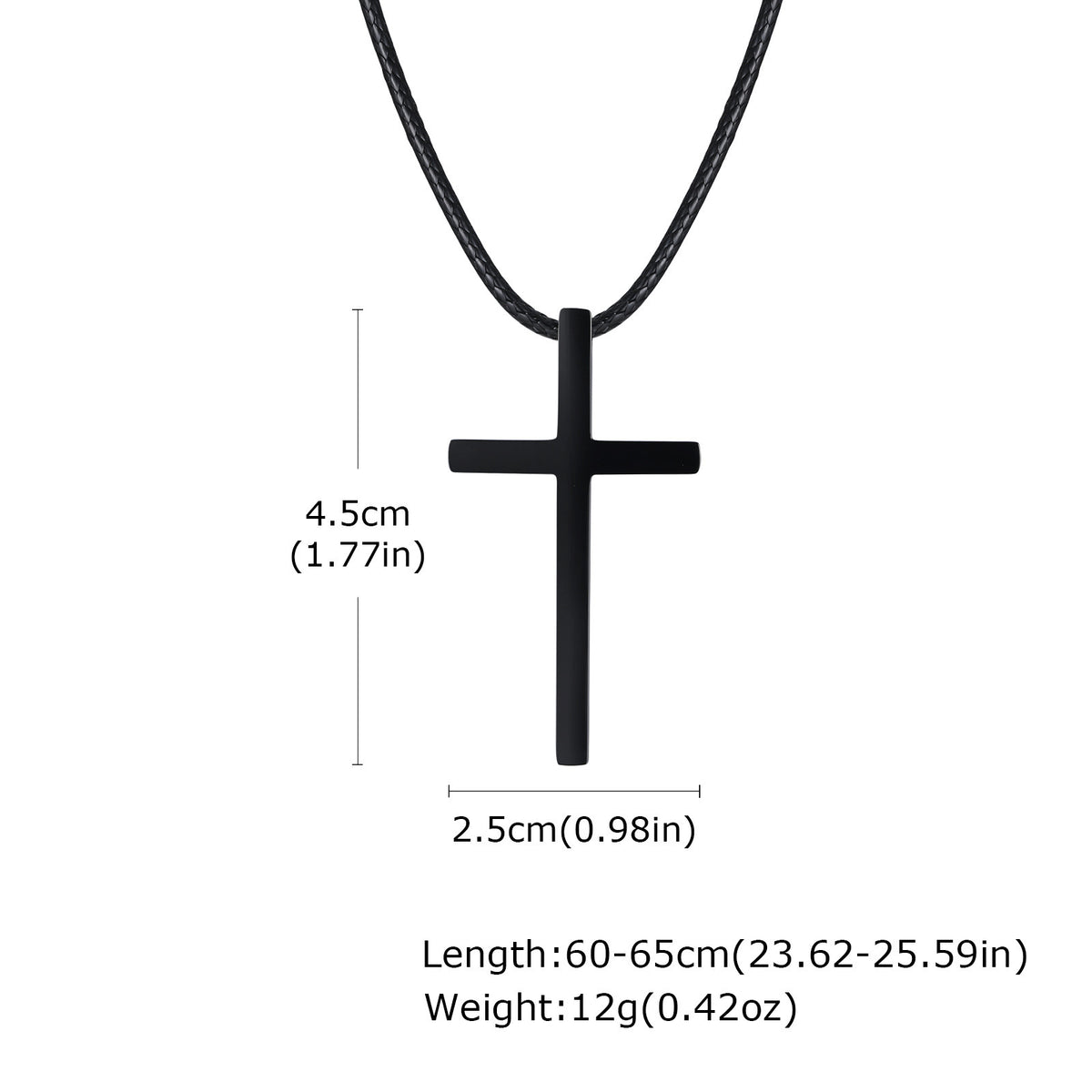 Cross Black Stainless Steel Necklace for Men