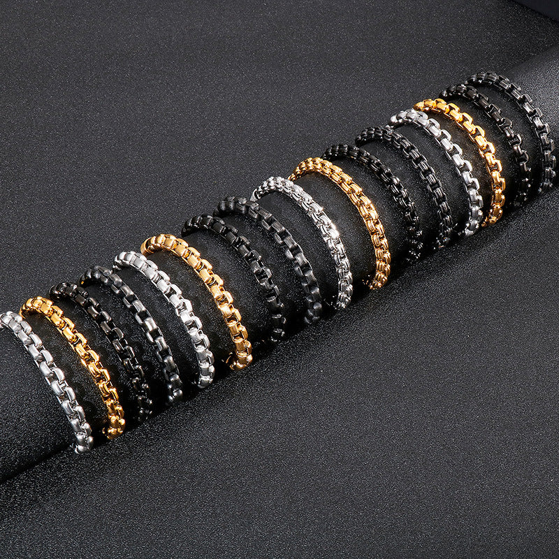 Punk Style Men's Stainless Steel Square Pearl Bracelet – Men's Titanium Steel Design