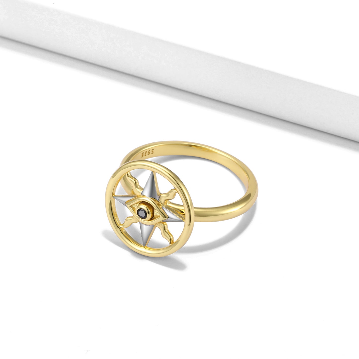 Circular Devil's Eye Rotatable Silver Ring