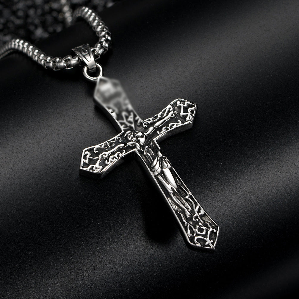 Elegant Retro Titanium Steel Cross Hipster Necklace for Men