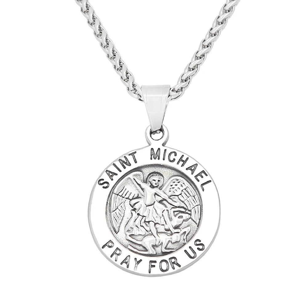 St. Michael Angel Stainless Steel Men's Pendant Necklace