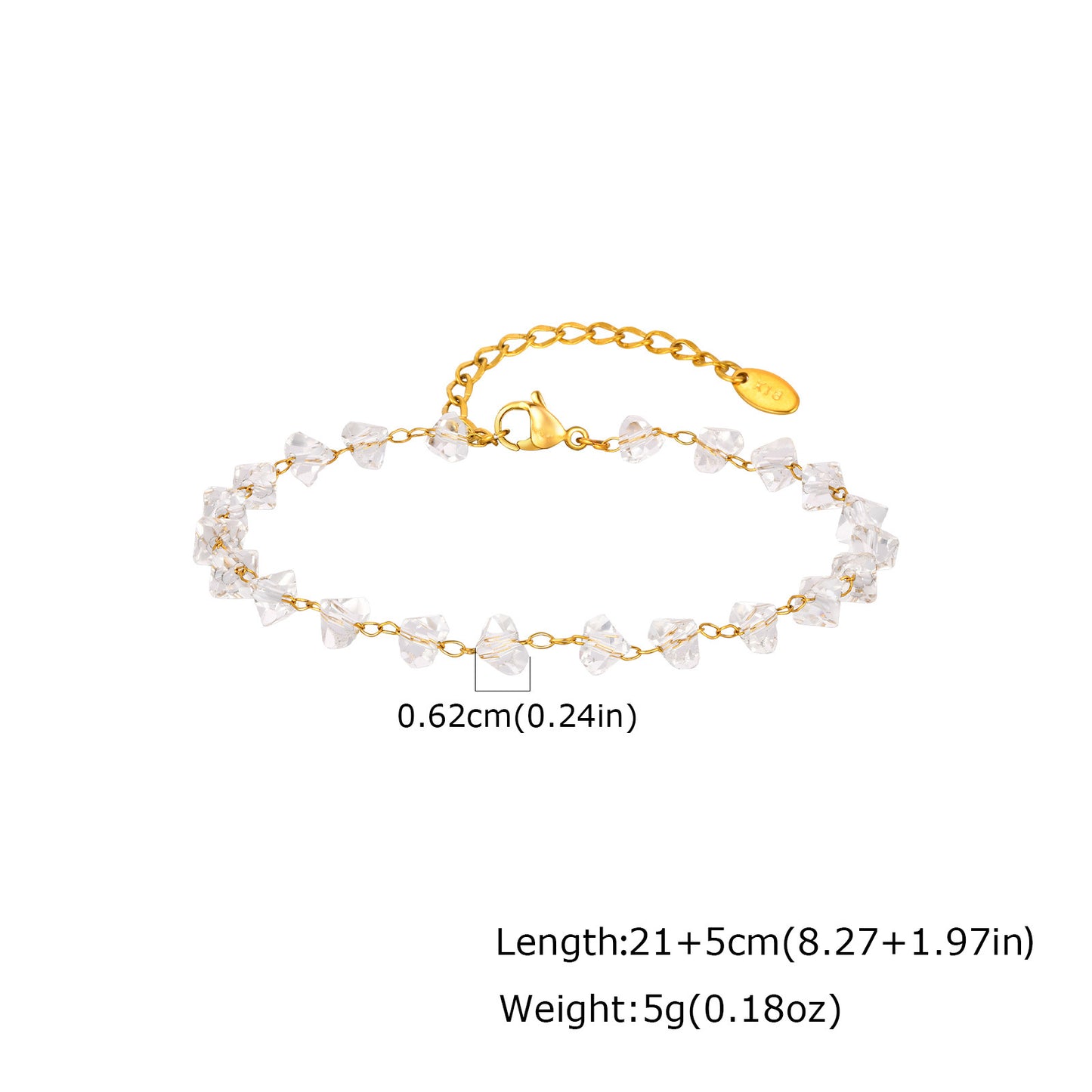 Stainless Steel Irregular Geometric Layered Transparent Bead Necklace Bracelet Anklet