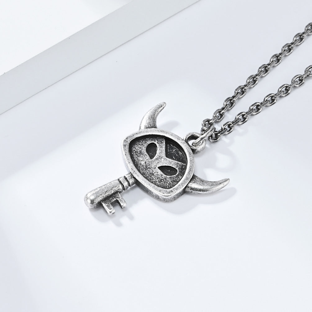 Planderful Little Devil Key Necklace Stainless Steel Durable Pendant For Edgy Retro Fashion Lovers