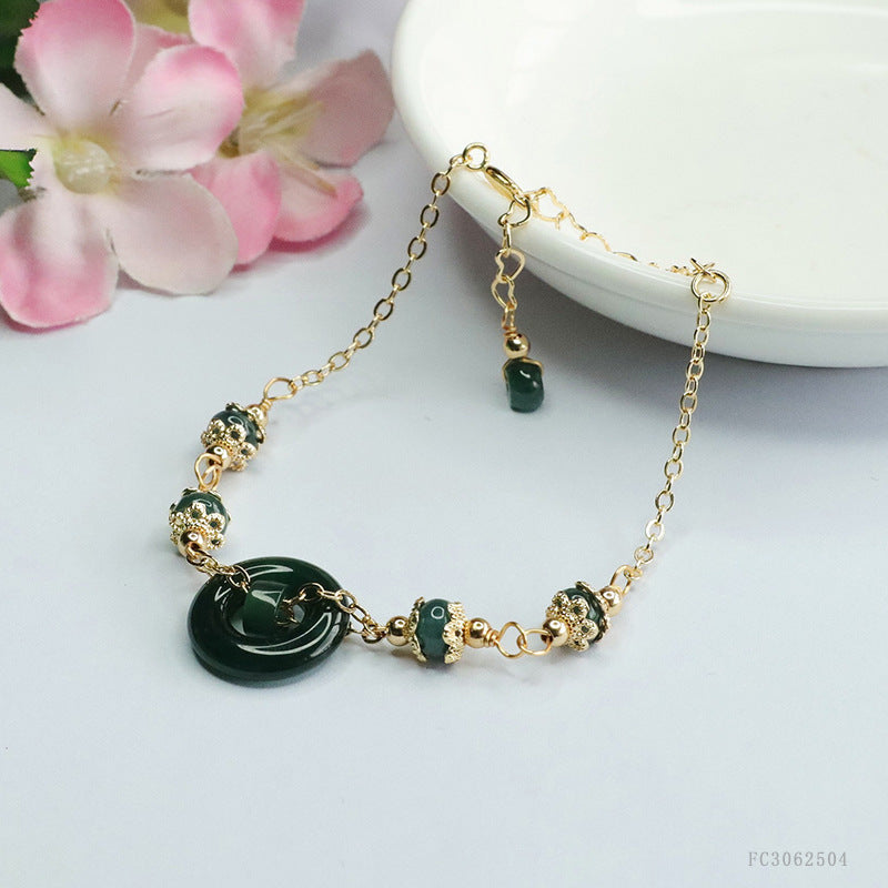 Blue Water Jadeite Peace Ring 15 mm Bracelet