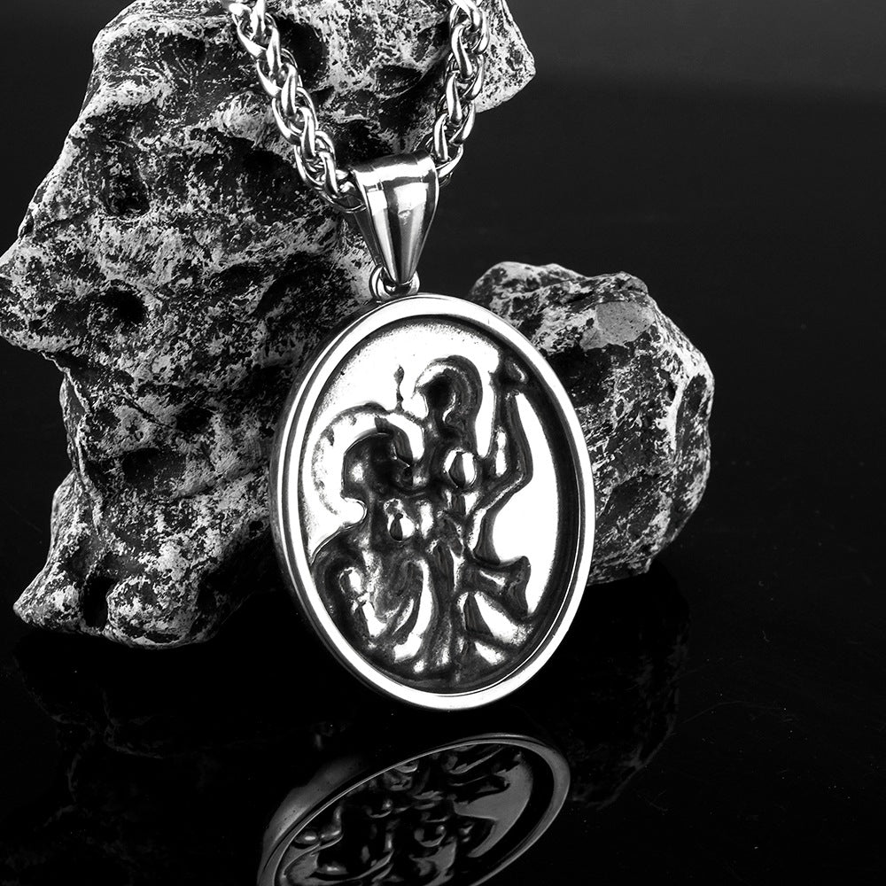 European And American Retro Men's Jewelry Greek Portrait Necklace