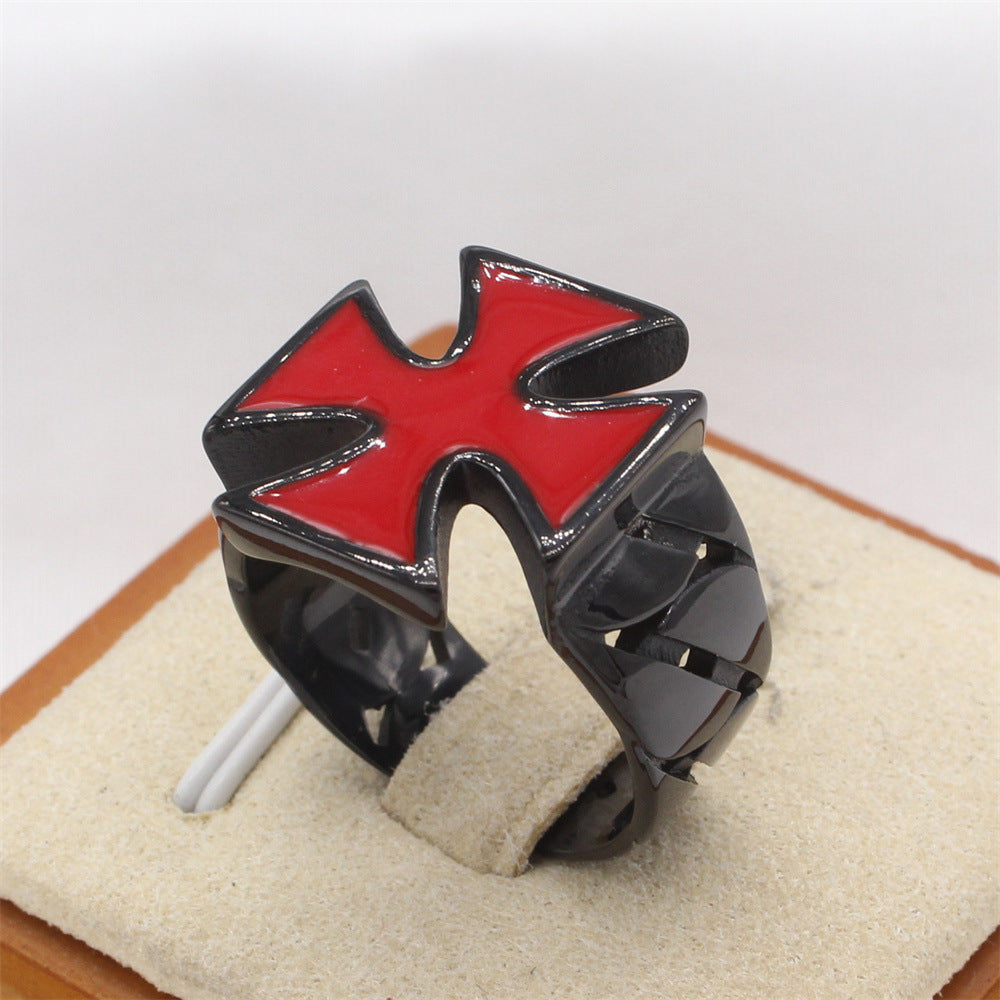 Planderful Everyday Genie – European and American Personalized Retro Cross Men's Titanium Steel Ring