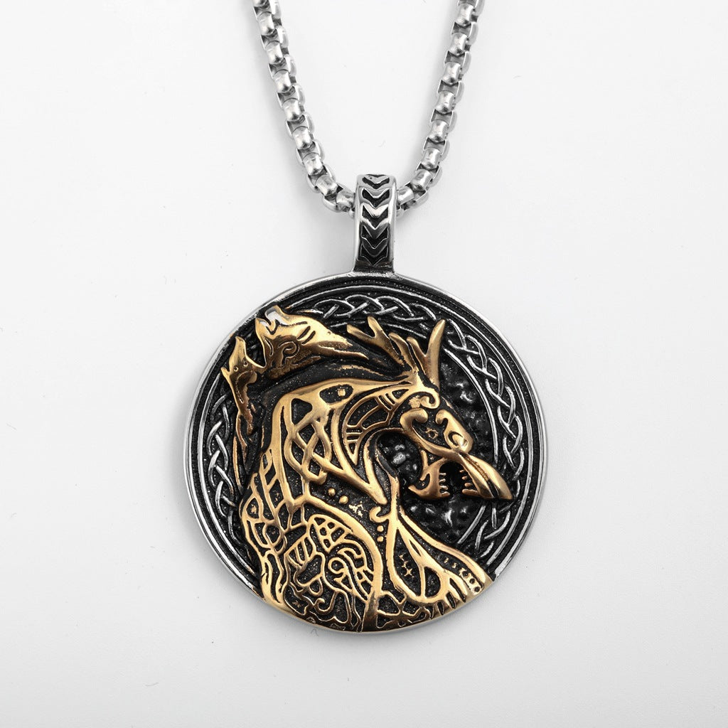 Punk Wolf Stainless Steel Men's Pendant Necklace
