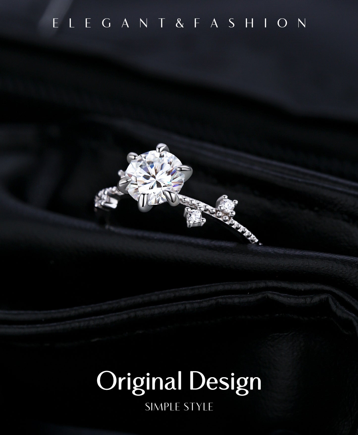 Planderful Moissanite Sparkling Ring – Exquisite Flower Vine Design