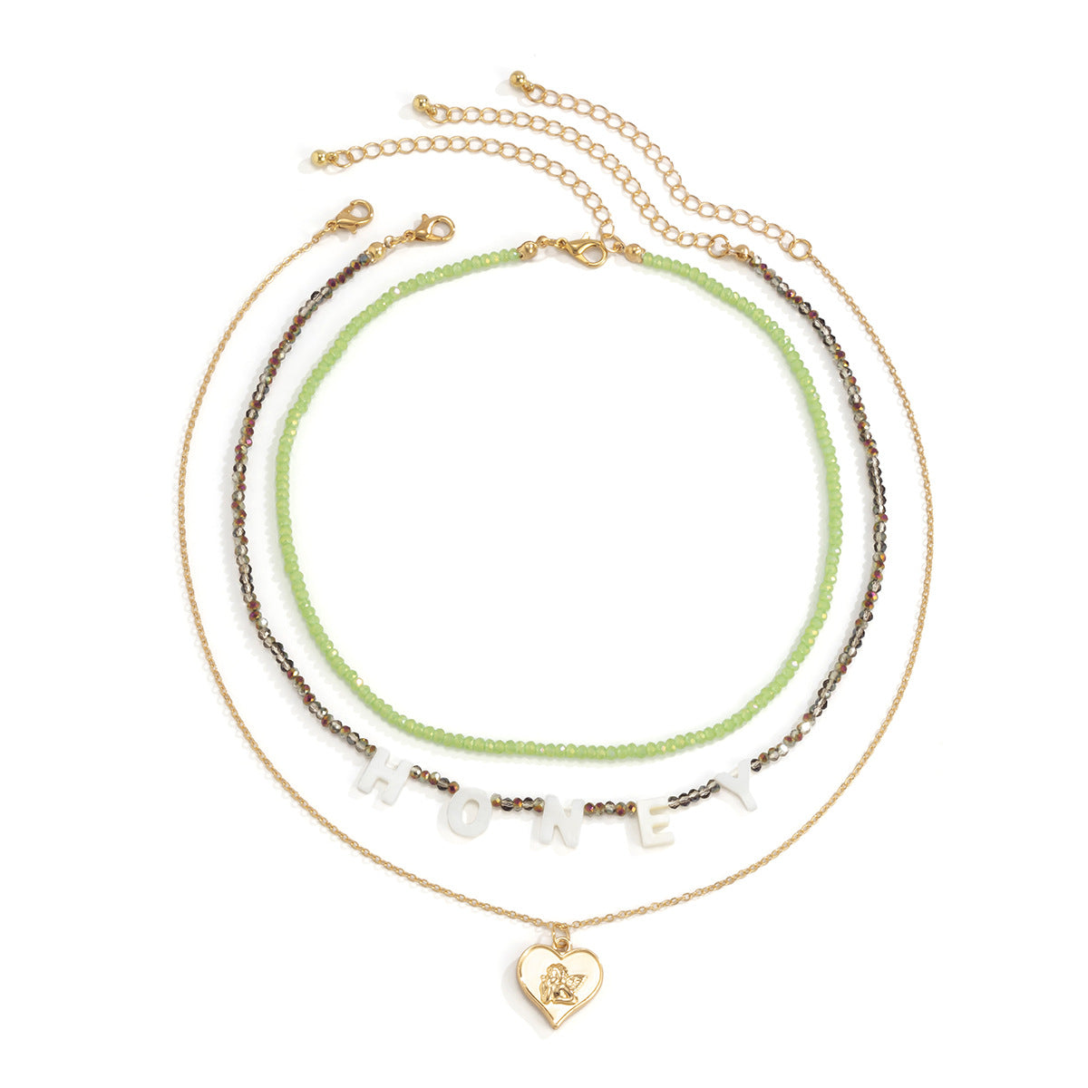 Honey Letter Necklace Stacked Portrait Beaded Heart By Planderful Vienna Verve For Women Chic Statement Jewelry