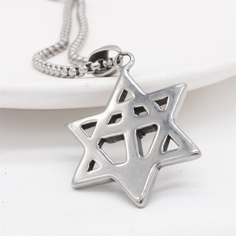 Planderful Everyday Genie – European and American Retro Hexagram Cross Pendant for Men