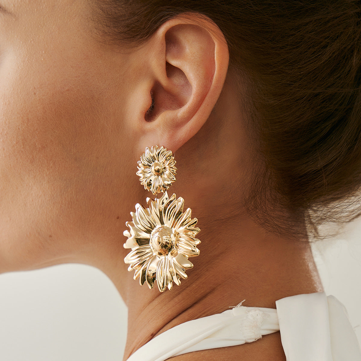 Planderful Vienna Verve Sunflower Fringe Earrings Bold Statement Pearl Leaf For Vintage Lovers