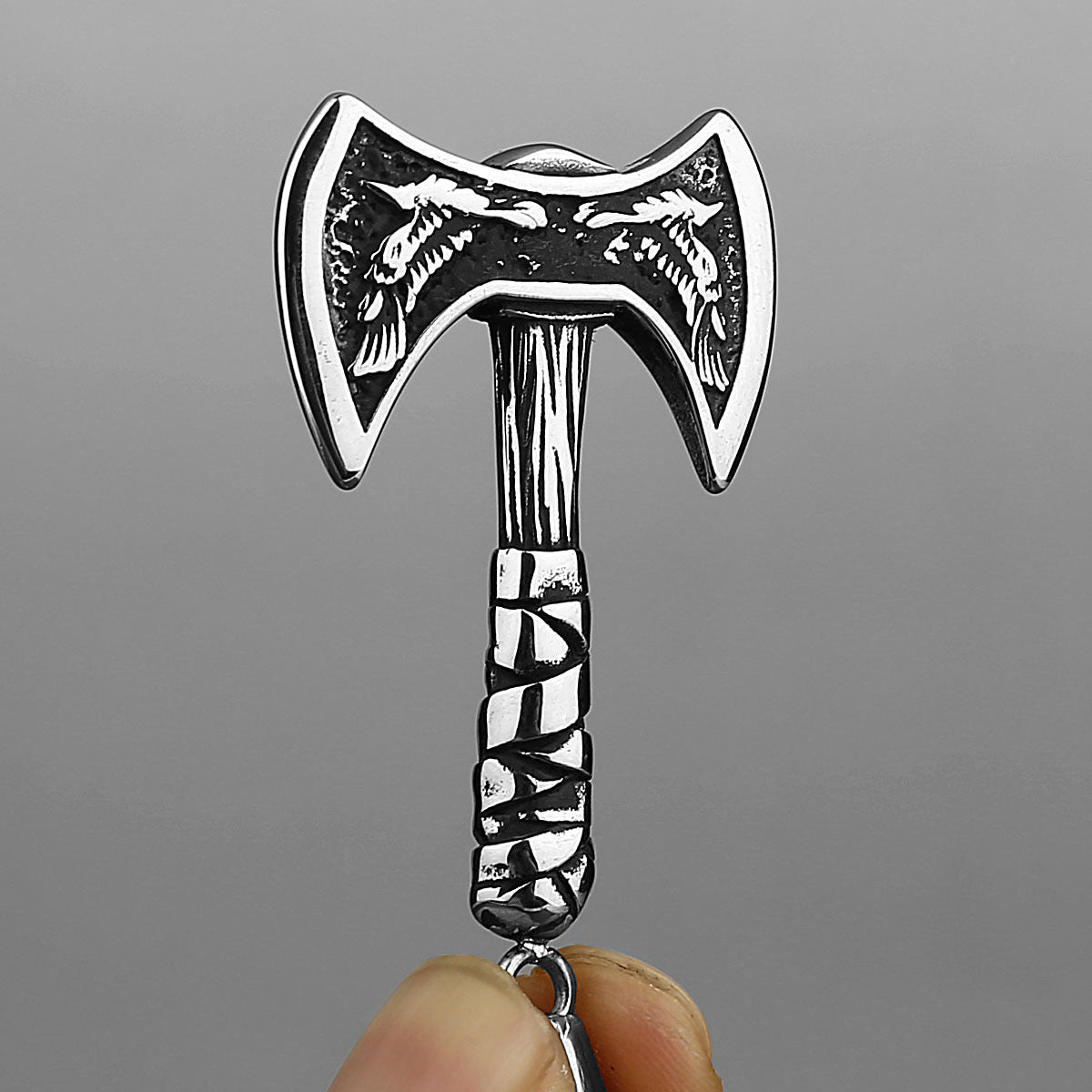 Viking DoubleHeaded Axe Pendant Premium Titanium Steel Necklace By Planderful Everyday Genie For Men