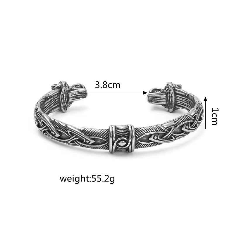 Viking Bracelet for Men Planderful Stainless Steel Wolf Head Vintage Jewelry Durable Everyday Accessory