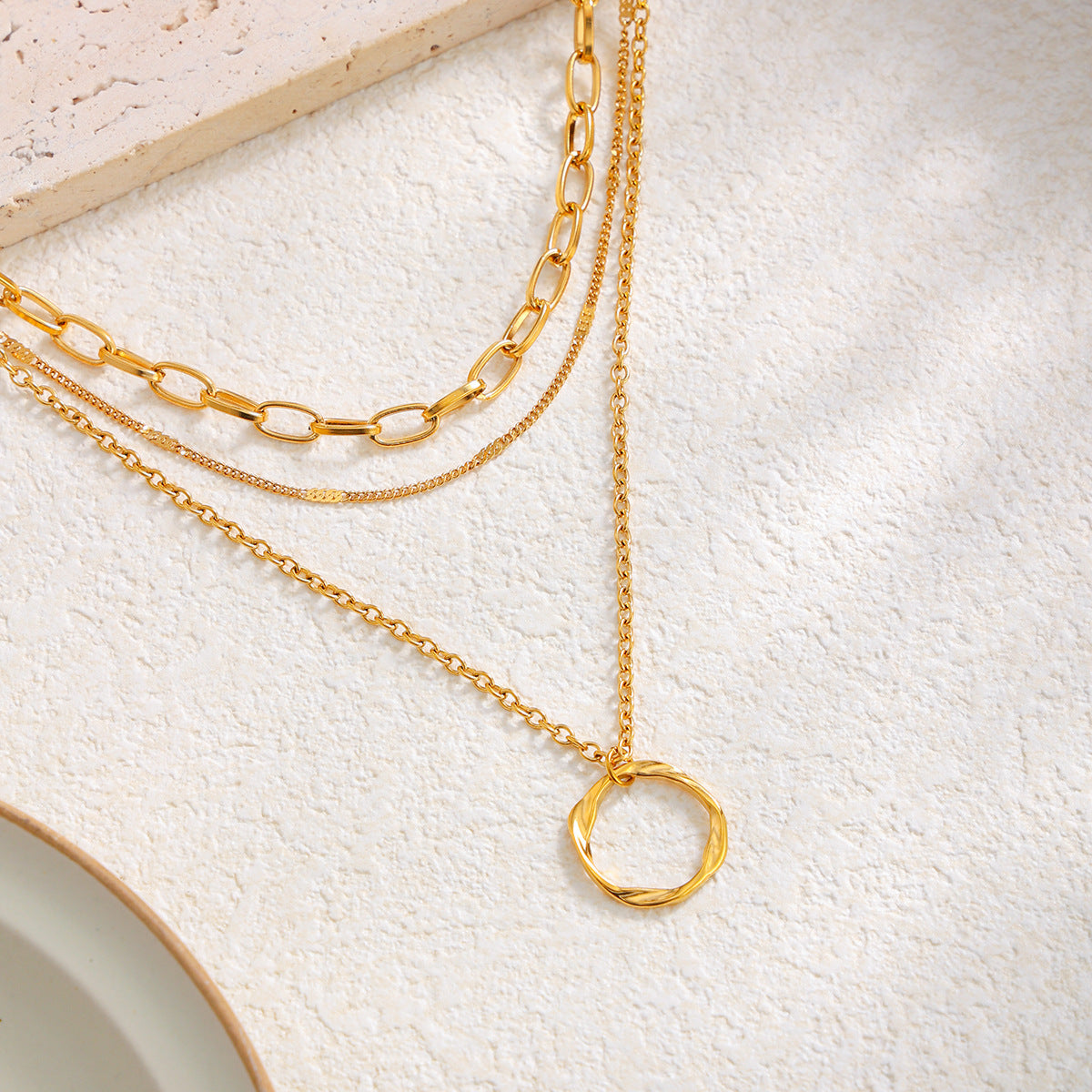 Minimalist Ring Layered Stainless Steel Necklace