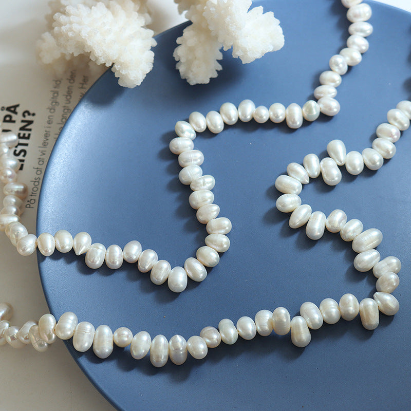 Elegant Irregular Freshwater Pearl Collar Necklace with French Flair