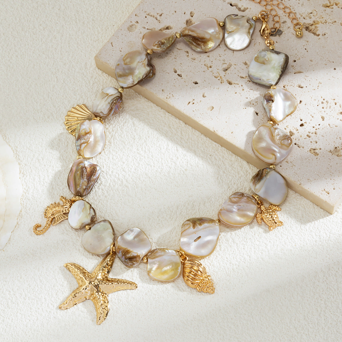 Ocean Wind Shell Piece Starfish Necklace Vacation Irregular Necklace