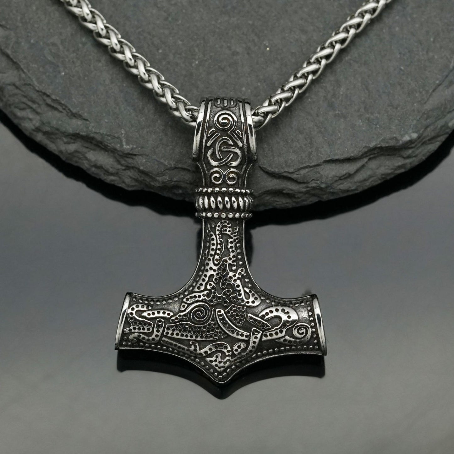 Steel Necklace – Minimalist Nordic Thor's Hammer Pendant