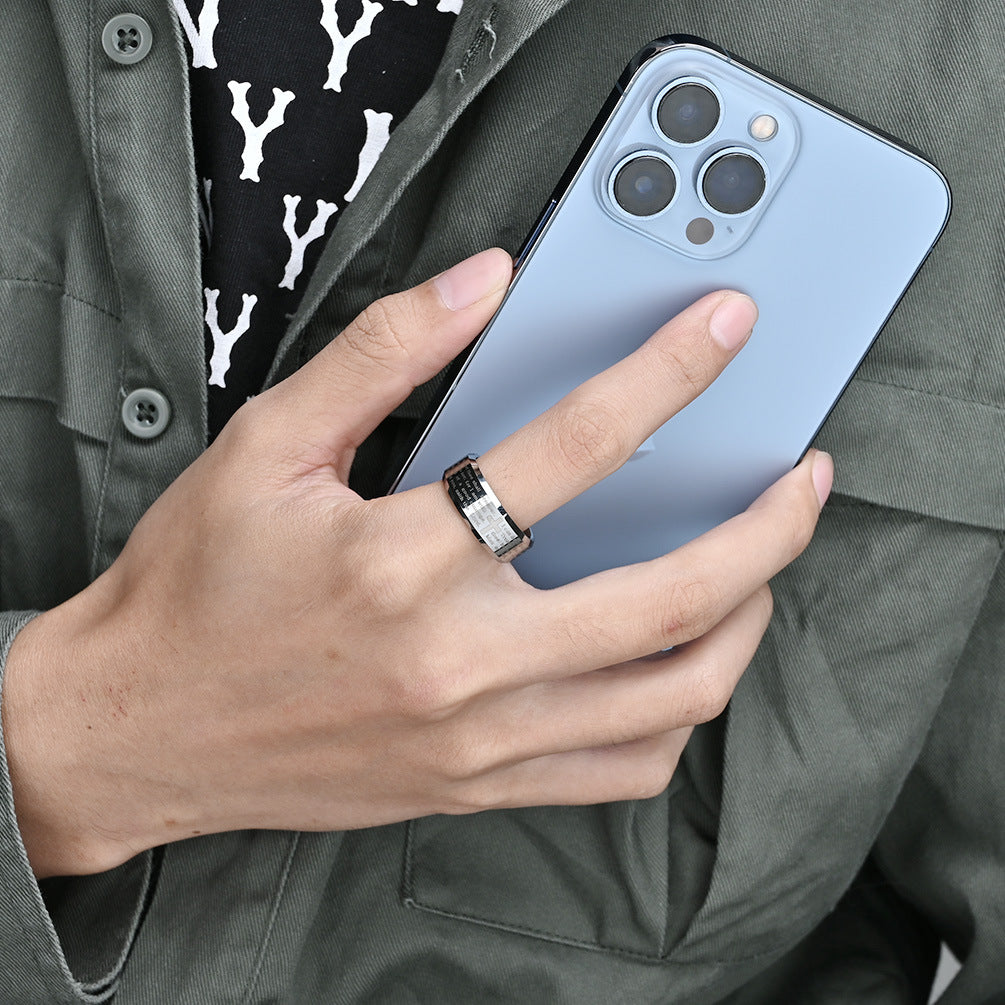 Tungsten Carbide Steel Laser Cross Scripture Ring for Men