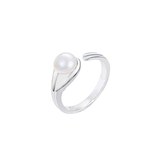 S925 Sterling Silver Freshwater Pearl Ring — Adjustable