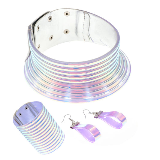 Exotic Tribal Jewelry Set with Choker Necklace, Bracelet, and Earrings